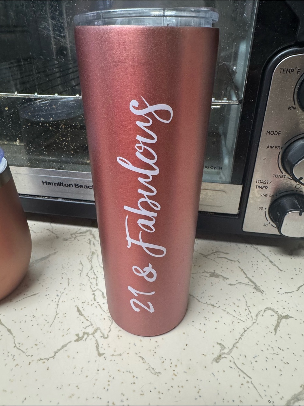 Insulated 21 & Fabulous Rose Gold Tumbler - Custom Script